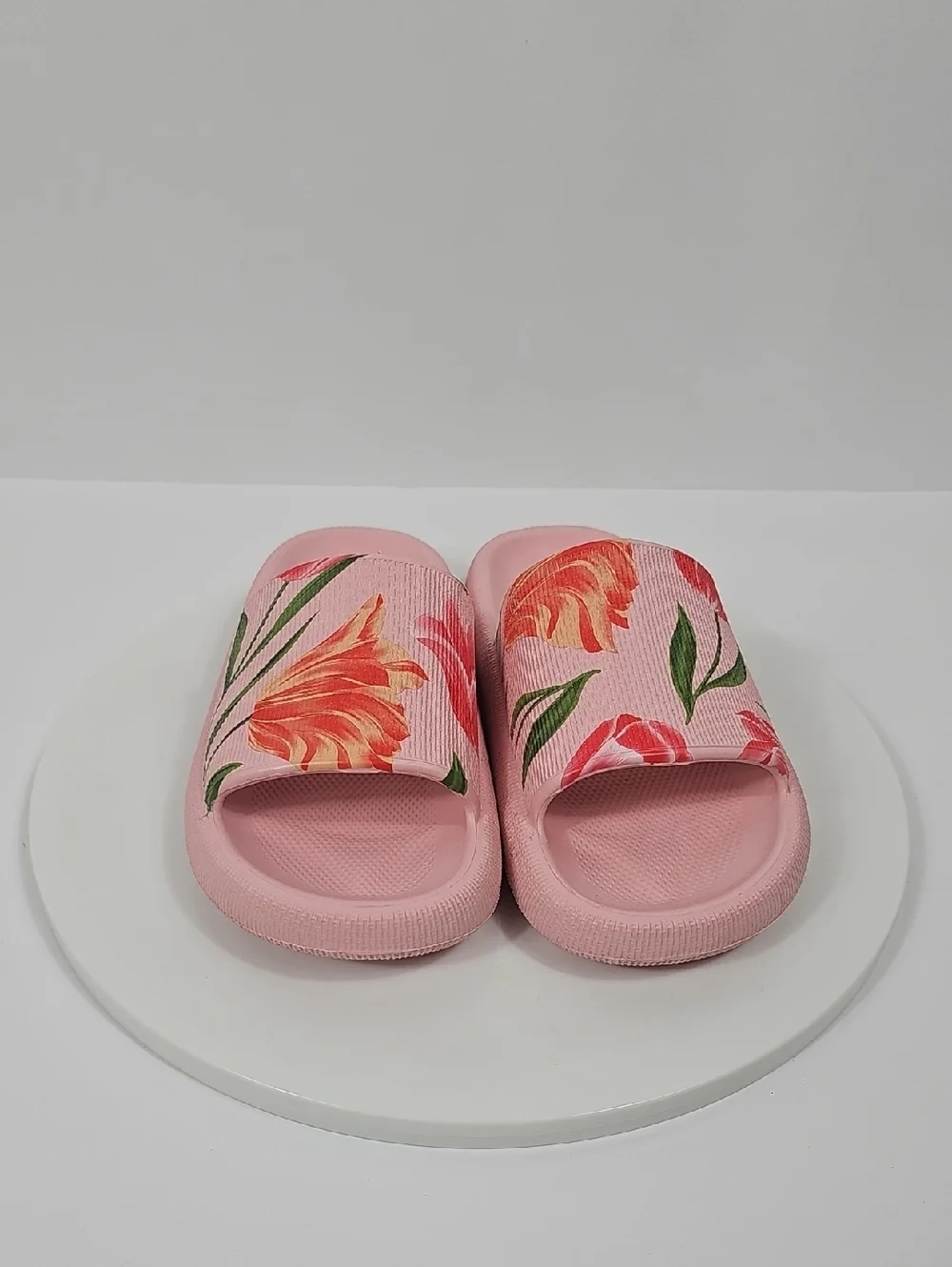 NIB MIA Little Lexa Girls 1 Pink Floral Pool Slide Sandals Cottagecore Tulip